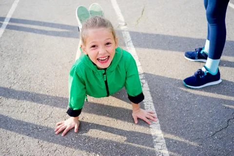 Kids on a stadium Stock Photos