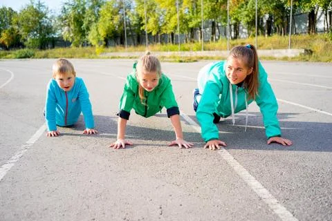 Kids on a stadium Stock Photos