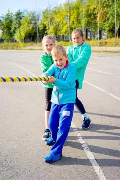 Kids on a stadium Stock Photos