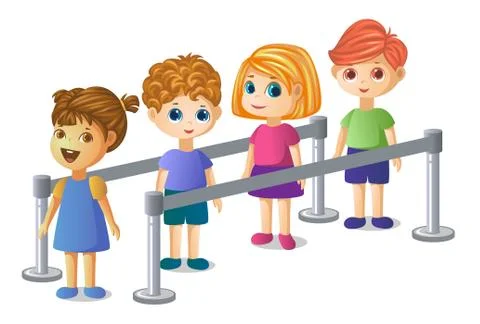 Kids standing in a queue Stock Illustration