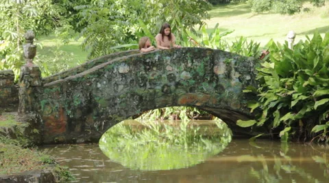 Kids Stone Bridge 3 Stock Footage 58631902