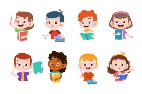 Kids study together happy vector illustration Stock-Illustration