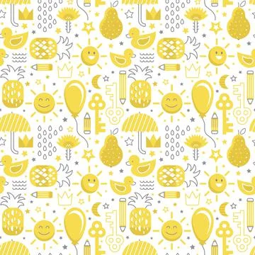 Kids style funny yellow pattern Stock Illustration