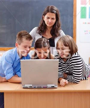 Kids surfing the internet Stock Photos
