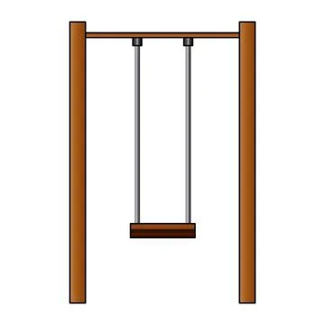 Kids swing vector illustration. empty swing isolated on a white background Stock Illustration