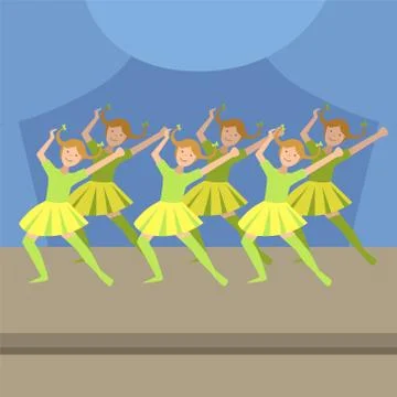 Kids Synchronized Modern Dance Performance Stock Illustration