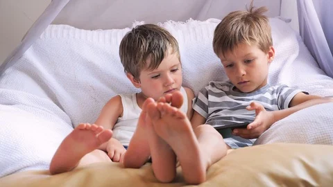 Kids with tablet Alternative education concept Social communication disorder Stock Footage 101389636