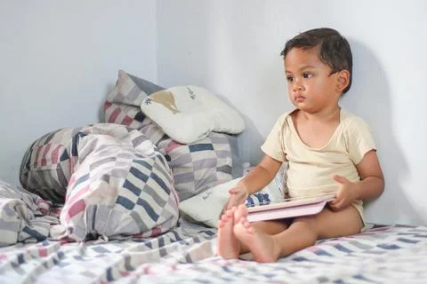 Kids with tablet computer. Child with pc watching movie or playing game. Bo.. Stock Photos