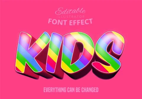 Kids text, editable font effect Stock Illustration