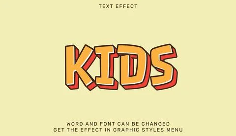 Kids text effect template in 3d style Stock Illustration