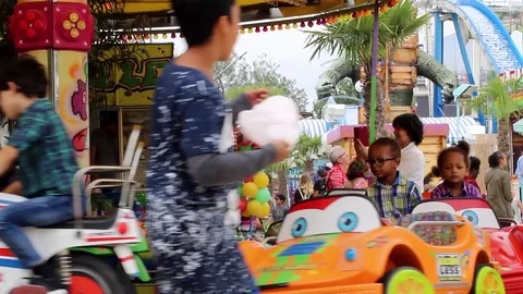 Kids at a theme park Stock Footage 78487320