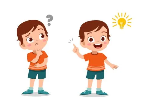 Kids thinking idea vector illustration Ilustración de archivo