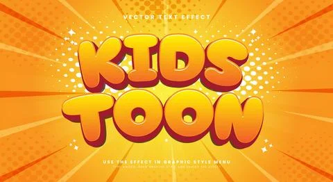 Kids Toon 3d editable text effect Template Illustrazione stock