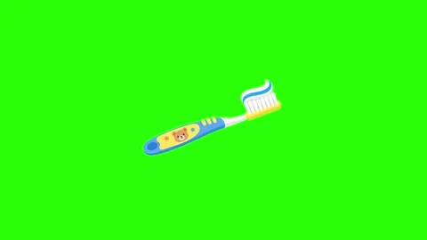 Kids toothbrush animated sparkling toothpaste cute bear design in 4k green .. Stock-Footage 342540047