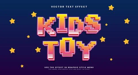 Kids toy 3d editable text effect template Illustrazione stock