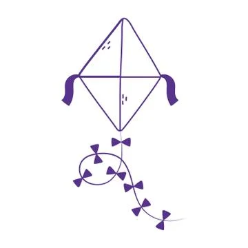 Kids toy kite icon design white background line style Stock Illustration