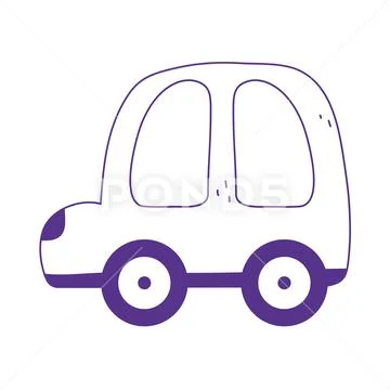Kids toy plastic car icon design white background line style Stock Illustrationen