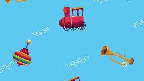 Kids toys elements pattern animation Stock Footage 198019408