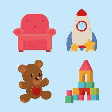 Kids toys objects 스톡 일러스트