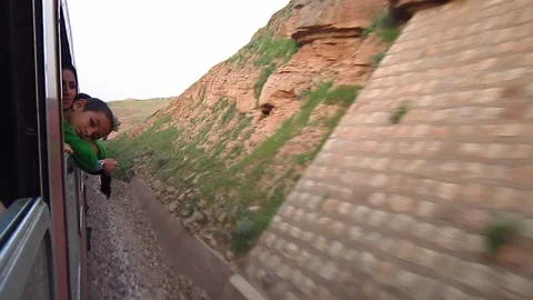 Kids in a train in Iran Stock Footage 114643076