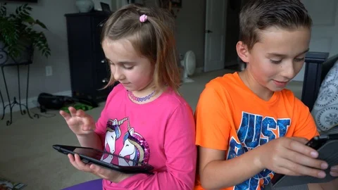 Kids virtual learning on tablet computer Stock Footage 127536698