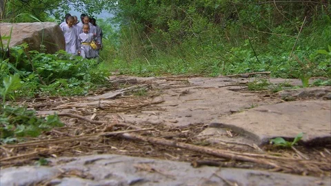 Kids walking in the path Stock Footage 89813213