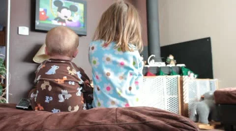 Kids wathcing tv Video stock 16483653