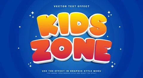 Kids Zone 3d Editable Text Effect 스톡 일러스트