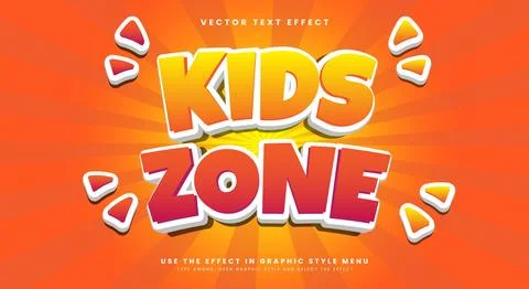 Kids Zone 3d editable text effect Template イラスト素材