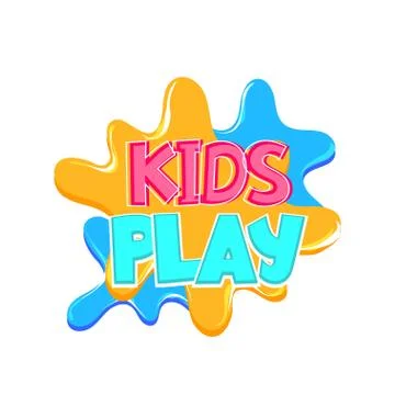 Kids zone comic text badge on splash sticker. Stock Illustration