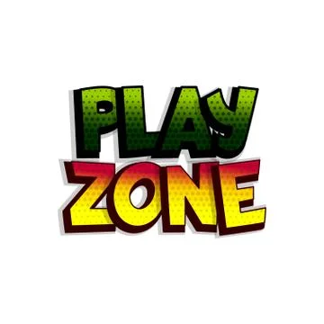 Kids zone comic text badge on splash sticker. Stock Illustration