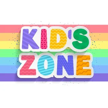 Kid's zone concept poster. Vector kid's illustration with rainbow Stock Illustration