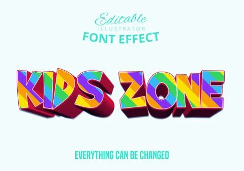 Kids Zone text, editable text style Stock Illustration