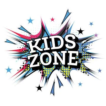 Kids Zone Word Comic Text in Pop Art Style. Stock Illustration