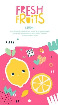 Kids's fruit packaging with lemon Stock Illustration