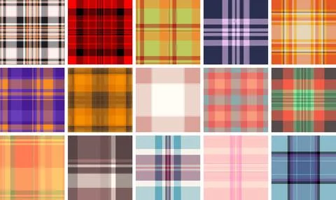 Kidswear plaid bundle created for professional clothing production. The pack  Stock Illustration
