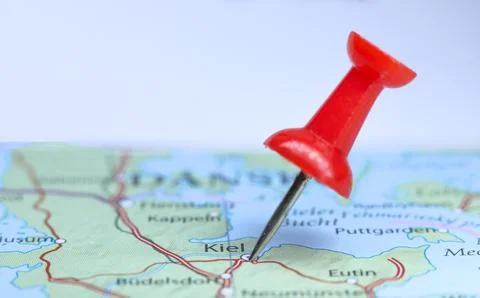 Kiel, Germany pin on map Stock Photos