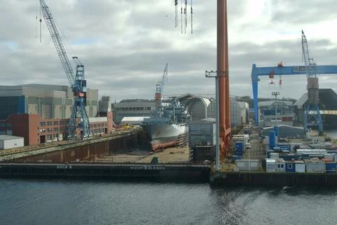 Kiel Harbour Shipyard germany clouded day 스톡 사진