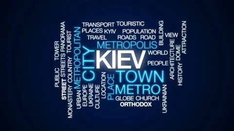 Kiev animated word cloud, text design animation. Stock Footage 75586841