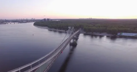 Kiev bridge aerial view 스톡 동영상 84870890
