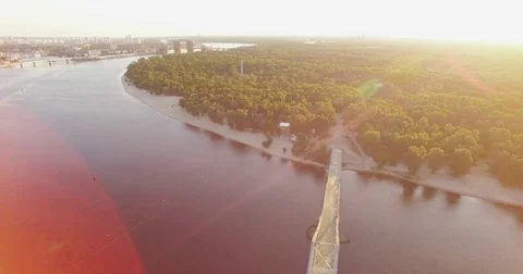 Kiev bridge aerial view Stock Footage 84871036