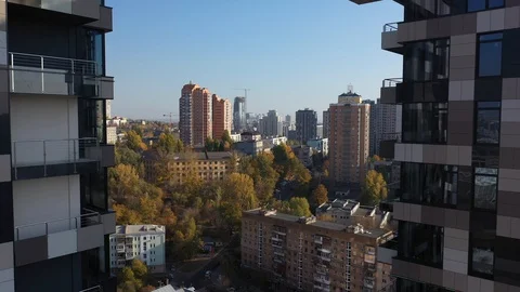 Kiev city, center, drone span Stock Footage 129107108