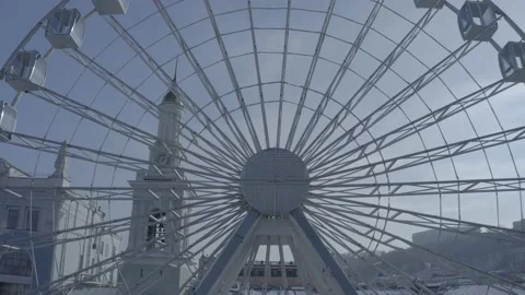 Kiev. Drone video. The big white Ferris wheel. 스톡 동영상 150960386