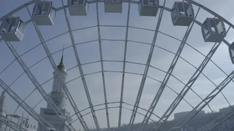Kiev. Drone video. The big white Ferris wheel. Video stock 150960422
