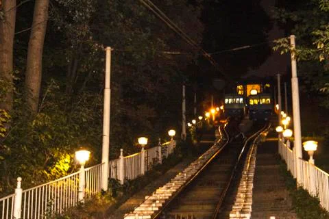 Kiev funicular at night Stock Photos