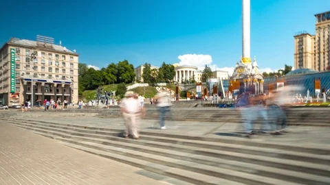 Kiev, Independence Square. Hyperlapse. Video stock 113676145