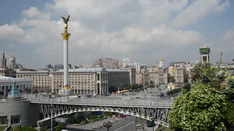 Kiev, Independence square (Maydan) Stock Footage 23412385