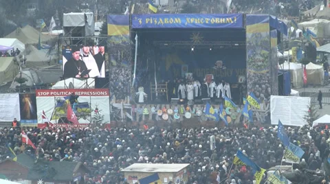 Kiev Maidan 스톡 동영상 34113636