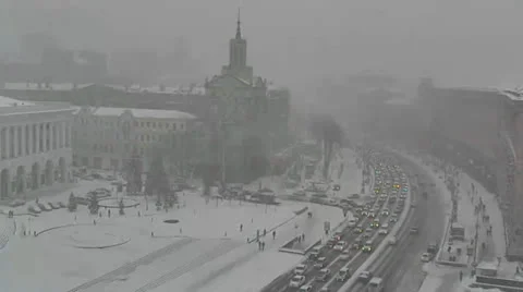 Kiev in snow Stock Footage 23777883