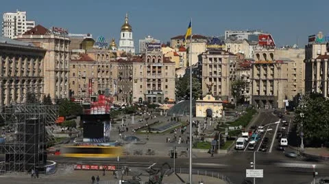 Kiev Time Lapse, Aerial View of Maidan Nezalezhnosti, Independence Square Stock Footage 8914533